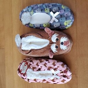 3 pairs Womens Fuzzy Babba Slipper Socks Size S/M 5.5-7.5 puppies Dogs Sheep NWT